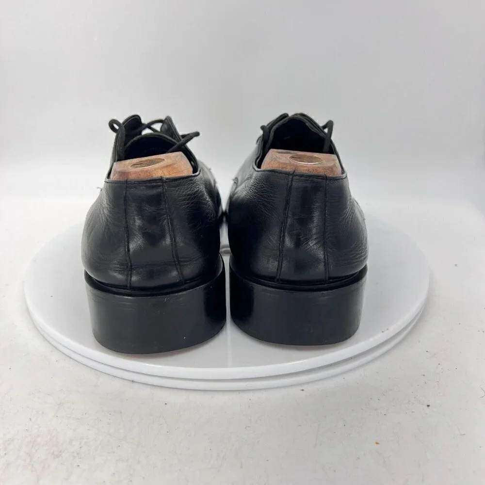 Brunello Men Size 10.5 Black Leather Square Toe Derby Dress Shoes